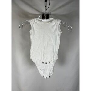 Chick Pea White Sleeveless Bodysuit Infant 3-6 Months Solid Cotton Blend Onesie